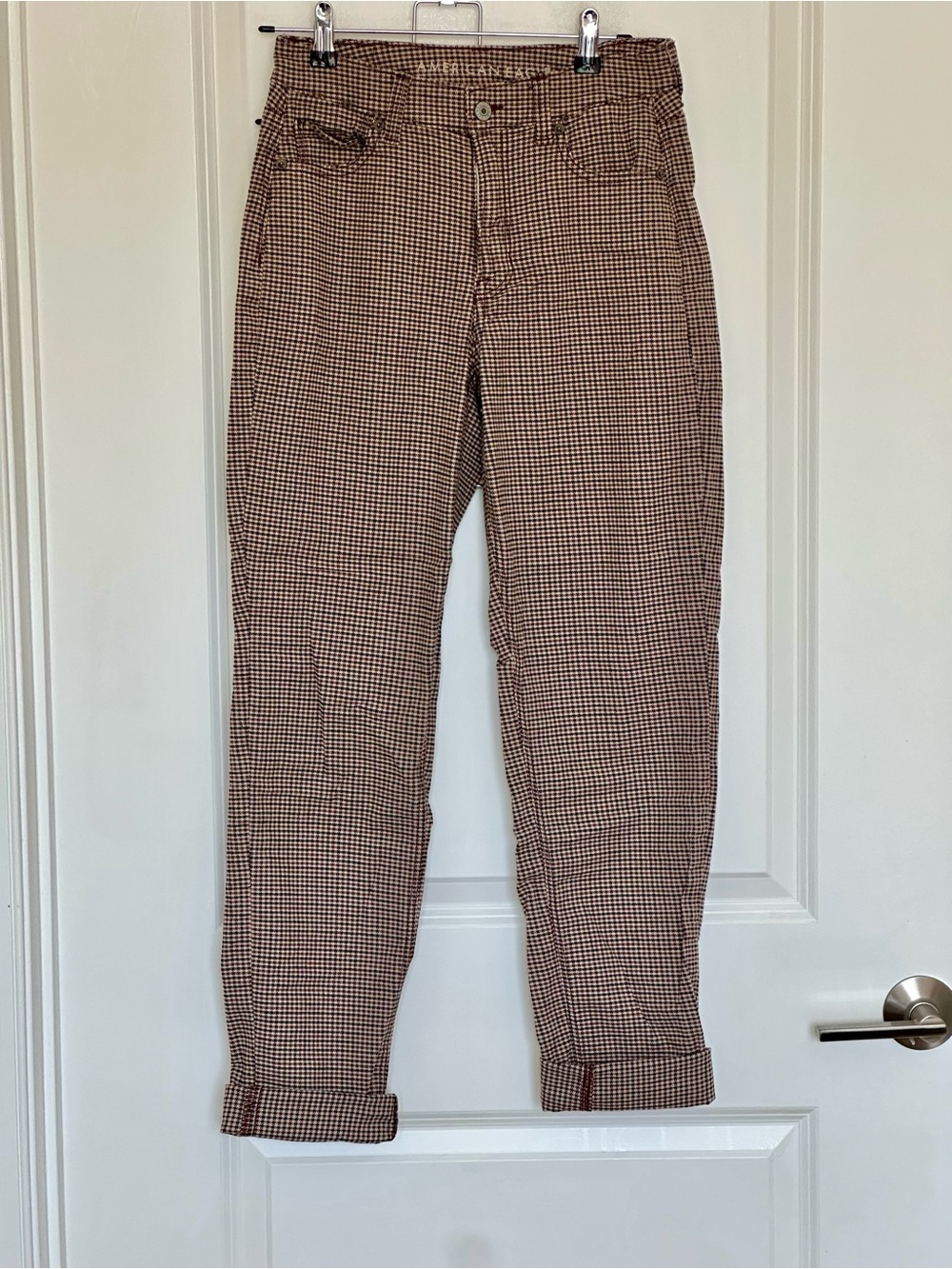 American Eagle Outfitters Brown & Cream Houndstooth Chinos
